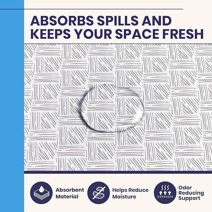 Adhesive Shelf Liner — Waterproof Felt Cabinet Liner & Contact Paper for Kitchen Organization — Soft Glide Drawer Liners, Under Sink Mat & Shelf Covers (Crosshatch, 19.5in x 6ft, 2-Pack)