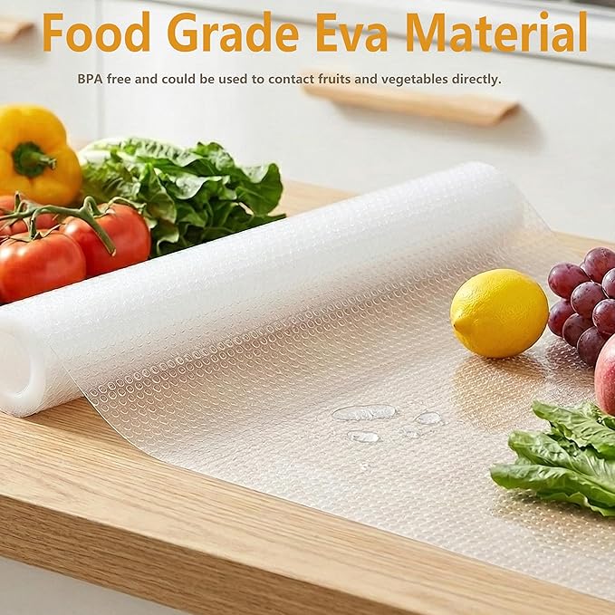 Shelf Drawer Liner for Kitchen Cabinet Mat 14 Inch Wide X 20 Ft Non Adhesive Pantry Closet Shelf Liner Non Slip Waterproof Washable Strong Grip Mat for Bathroom Refrigerator Under Sink Rv Cupboard