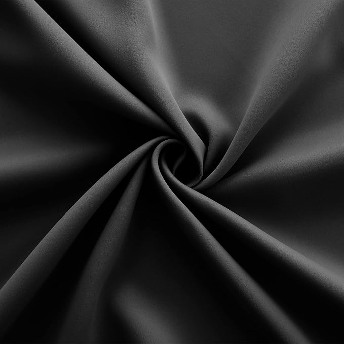 KOUFALL 34 Inch Small Window Curtains, Blackout Thermal Curtains for Kitchen Bathroom, 24W x 34L, Black
