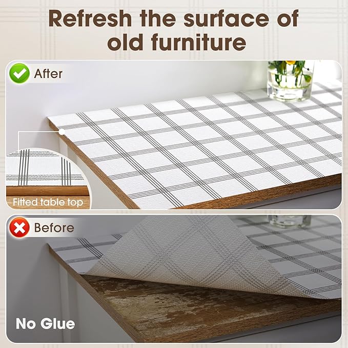 Drawer and Shelf Liner, Non-Slip Kitchen Cabinet Liners Non-Adhesive Thick Strong Grip Waterproof Washable Mats Protect Dresser Shelves Cupboard Bathroom Cabinets, White Stripes, 24IN X 30FT
