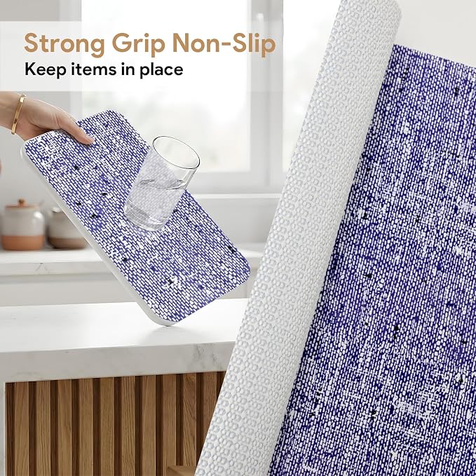 Shelf and Drawer Liner for Kitchen Cabinets 12'' X 120'' Non Adhesive Shelf Paper Strong Grip Anti Slip Cabinet Liners for Shelves, Oil-Proof Waterproof Cupboard Liner