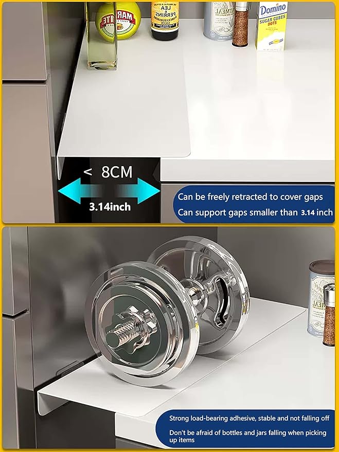 Metal Kitchen Refrigerator Gap Partition Side Panel For Crack Behind Refrigerator Kitchen Partition Panel No Drill Countertop Gap Extension Board(Black,15.75 * 3.93inch)