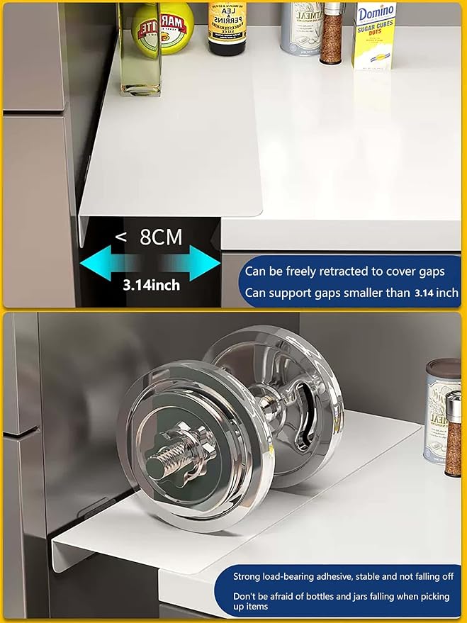 Metal Kitchen Refrigerator Gap Partition Side Panel For Crack Behind Refrigerator Kitchen Partition Panel No Drill Countertop Gap Extension Board(White,7.87 * 3.93inch)