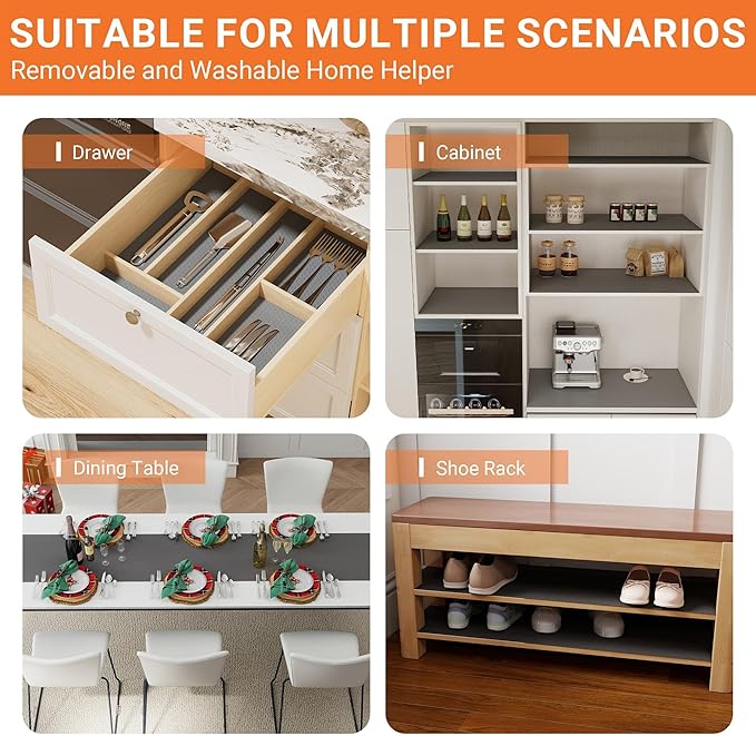 FLPMIX Cabinet Drawer Shelf Liner: 10" x 240" Waterproof Drawer Liners Dark-Grey - Easy to Cut Small Cupboard Shelf Liners for Pantry Shelving Closet