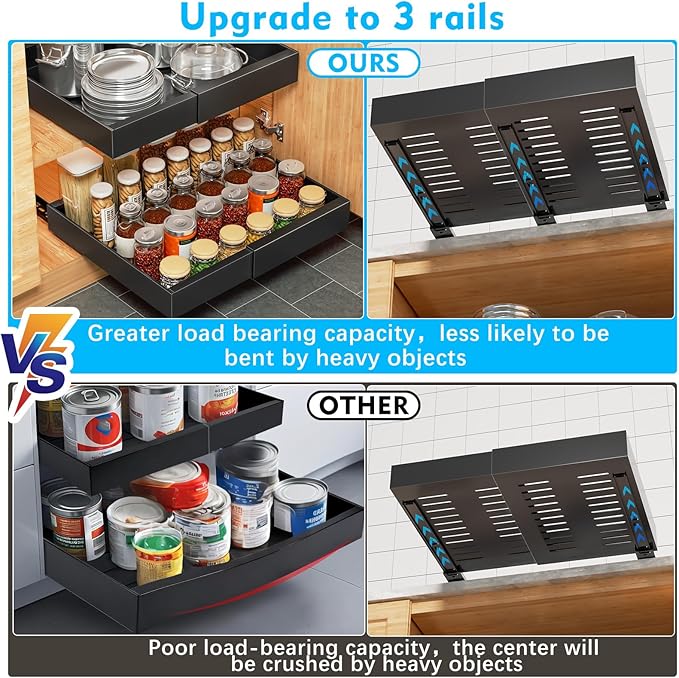 YFXCVSL Expandable Pull Out Drawers (12.6''-20.5''), Slide Out Cabinet Organizers with Adhesive Nano Film for Kitchen Organization (White)