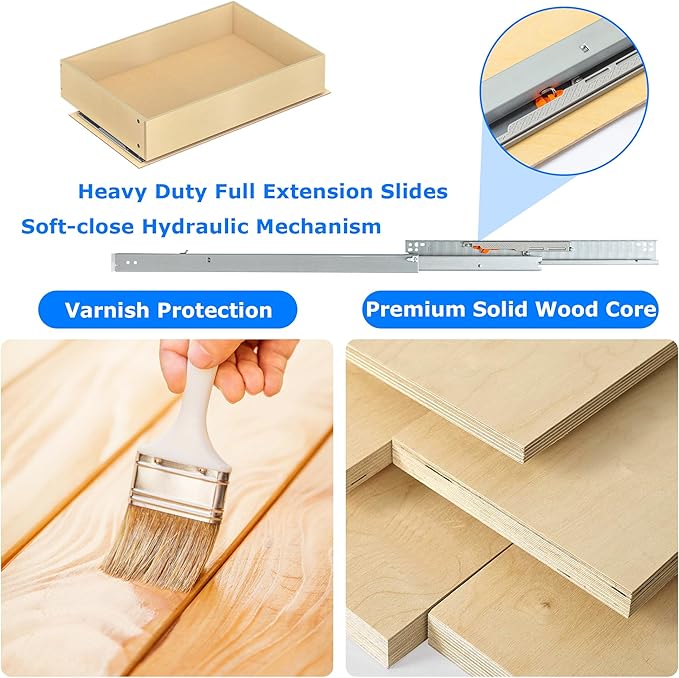 WelFurGeer Soft Close Pull Out Drawers for Cabinets, 11" W x 22" D Pull Out Cabinet Organizer, Smooth Slide-Out Shelves for Kitchen Cabinets, Durable Pullout Drawers for Home & Kitchen Organization