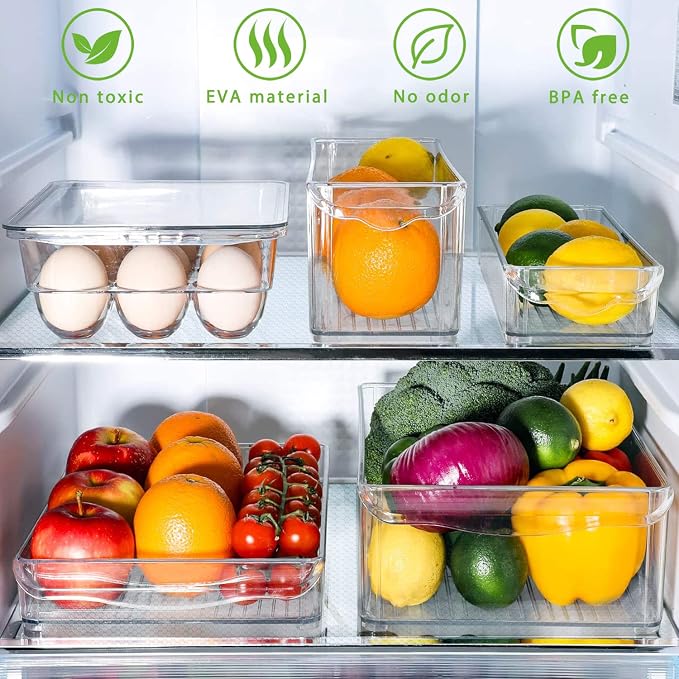 WochiTV Shelf Liner for Cabinets, Drawer 17.5 Inch x 10 Feet, Non Adhesive EVA Plastic Washable Pad for Refrigerator, Fridge, and Kitchen, Pantry Cabinet, Drawer, Closet, Cupboard, Clear