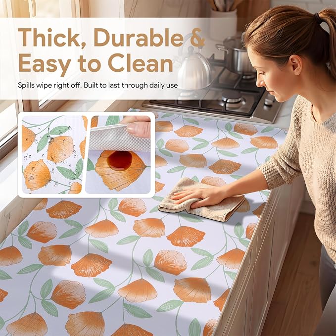 Shelf and Drawer Liner for Kitchen Cabinets 12'' X 120'' Non Adhesive Shelf Paper Strong Grip Anti Slip Cabinet Liners for Shelves, Oil-Proof Waterproof Cupboard Liner