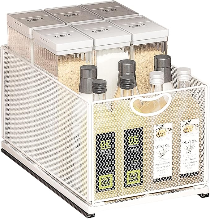 Pull Out Drawers for Cabinets Stackable or Single, Pull Out Cabinet Organizer Adhesive, Cabinet Drawers Slide Out, Extra Rails, for Sink Pantry Shelve