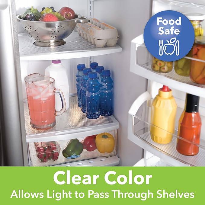 EasyLiner Clear Classic Shelf Liner - Durable Non-Adhesive Fridge Liner - Easy-to-Install and Easy-to-Clean - Kitchen Liner Mat for Fridge Shelves - Food Safe - Removable - 18 in x 30 ft - Clear