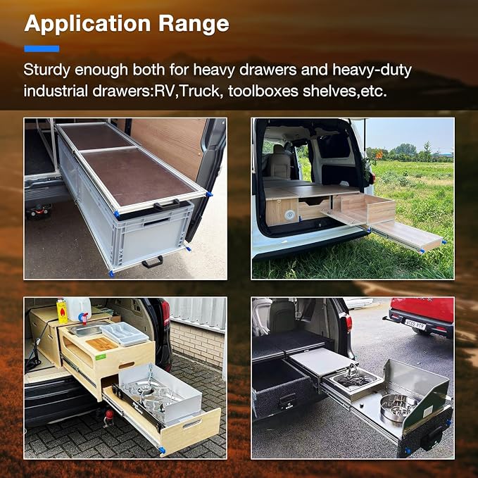 Heavy Duty Locking Drawer Slides Full Extension Runners with Lock 12 14 16 18 20 22 24 26 28 30 32 34 36 38 40 Inch Side Mount Rails for Drawer Capacity 250lb 1 Pair