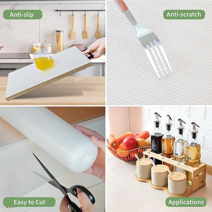 Shelf Liners 13 inch x 20 ft Shelf Liners for Kitchen cabinets nonstick Lining Drawer Mats EVA Protector for Cupboard (Clear Ribbed,13 inch x 20 ft)