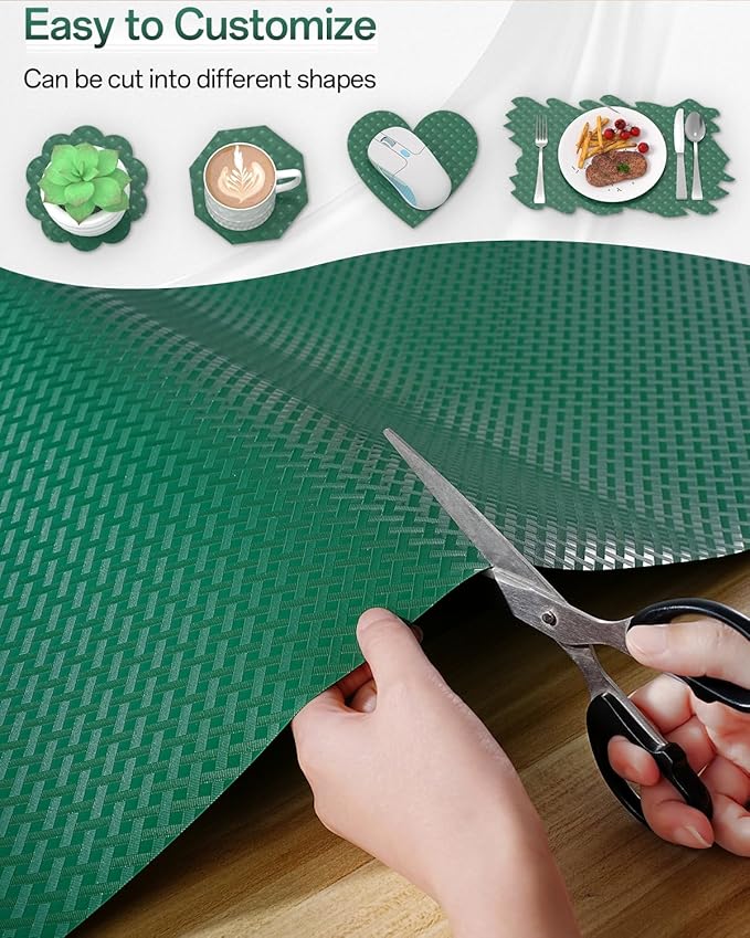 Shelf and Drawer Liner for Kitchen Cabinet, Non-Adhesive 12in x 360in Waterproof Contact Paper Refrigerator Liners Thickened Durable EVA Material Non Slip Mat for Dresser Cupboard Pantry Protector