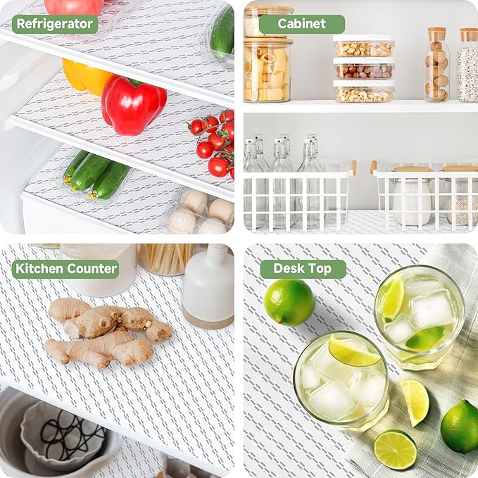 Shelf Liners 25 inch x 20 ft Shelf Liners for Kitchen cabinets nonstick Shelf Lining Drawer Mats EVA Protector for Cupboard (White Diagonal Stripes,25 inch x 20 ft)