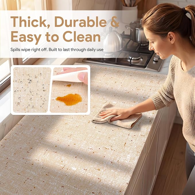 2Rolls*20'' X 72'' Shelf Liners Drawer Liner for Kitchen Cabinet Non Adhesive, Strong Grip Anti Slip Cabinet Liners for Shelves, Oil-Proof Waterproof Cupboard Liner