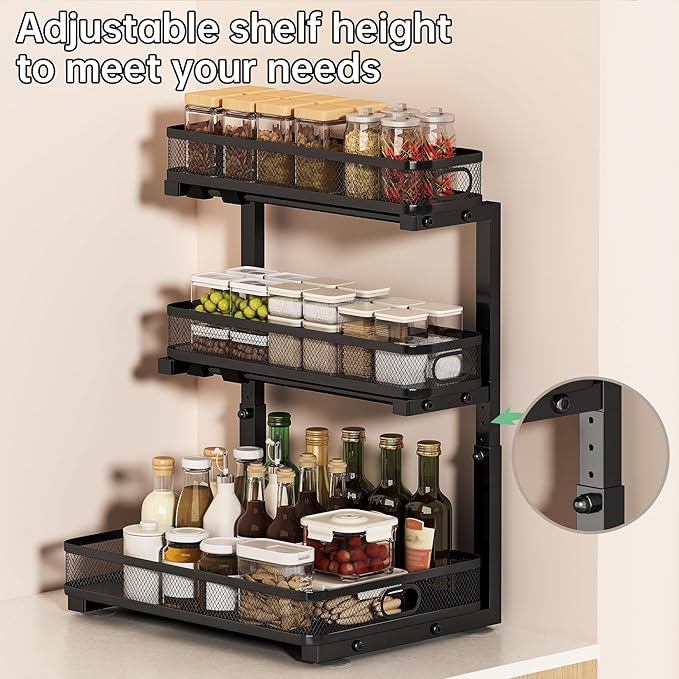 Under Sink Organizer, Black, 3-Tier | 1 Pack