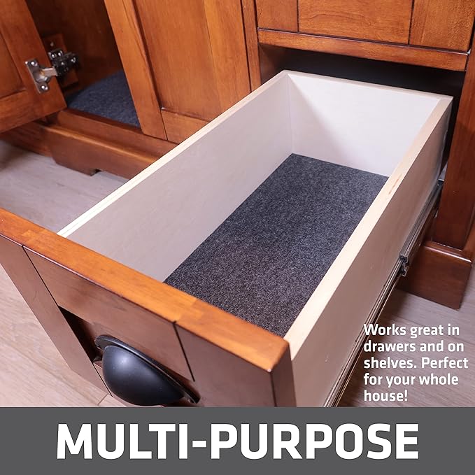 Drymate Premium XL Under Sink Mat, Waterproof Cabinet Protection Mats for Kitchen & Bathroom, Absorbent Shelf Liners, Slip-Resistant, Machine Washable (USA Made)(24”x59”)(Charcoal)(12-Pack)