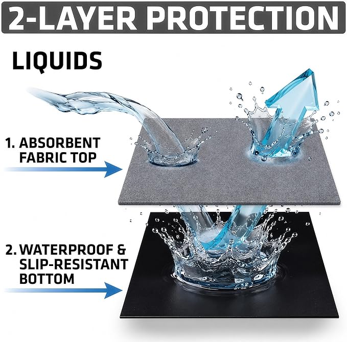 Drymate Premium Luxury Shelf & Drawer Liner, Thick Cushioned Fabric, Non-Adhesive, Absorbent, Waterproof, Slip-Resistant, Liners for Kitchen Cabinets, Cupboards (USA Made)(12”x59”)(2-Pack)(Light Grey)