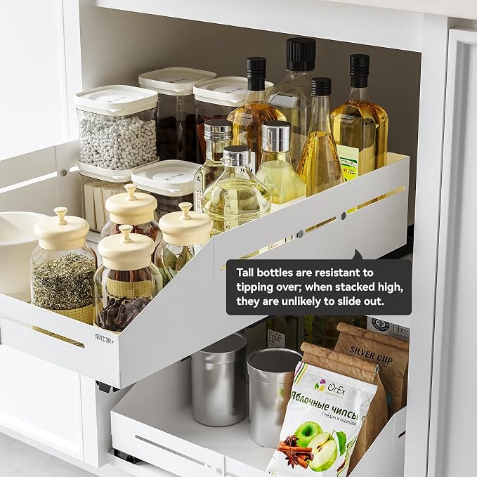 Cabinet Organizer - Zero-Drill Installation, 4-Way Expansion, Modern Design for Kitchen & Pantry Depth (12.5"-17.7") & Width (10"-15")