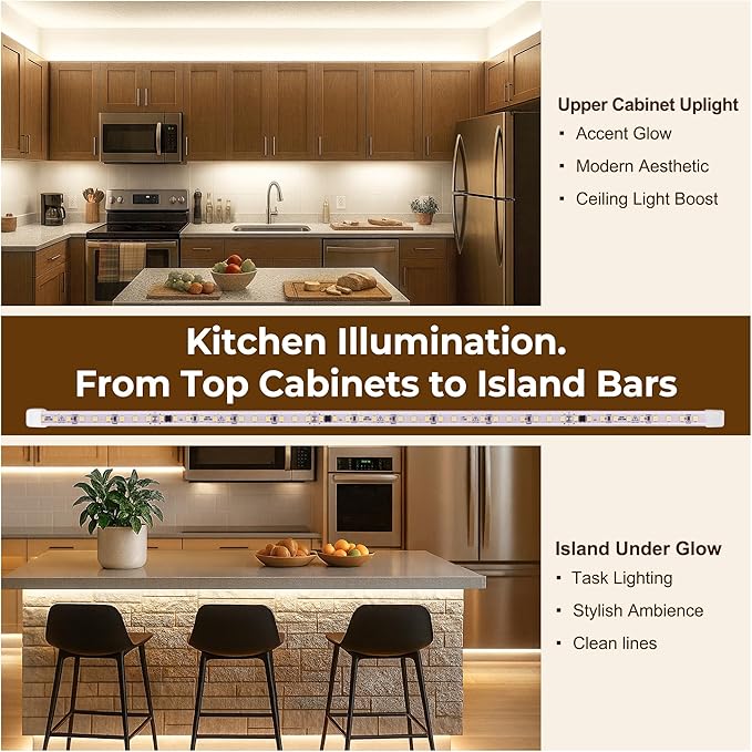 cambk 36inch Hardwired Under Cabinet Lighting for Kitchen, 6000K White Wired Undercounter Waterproof Led Strip Lights, Luces para Cocina Bajo Gabinete Under Shelf Lights
