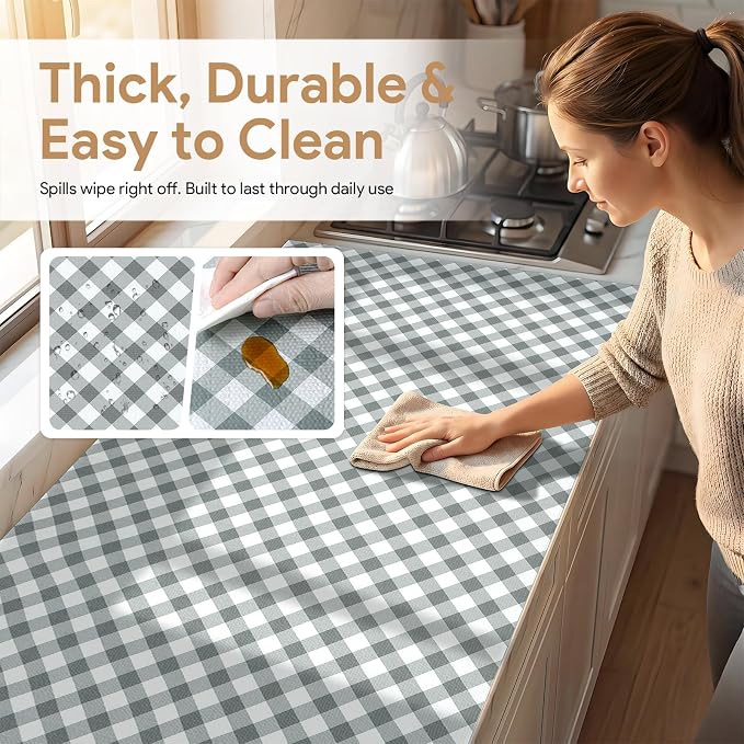 Shelf Liners Non Adhesive 3Rolls*12'' X 120'' Drawer Liner for Kitchen Cabinets, Waterproof Shelf Liners Durable Anti-Slip for Kitchen Cabinets Cupboard Liner