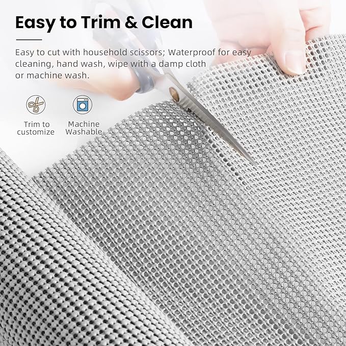 BAGAIL Non-Adhesive Shelf Liner, Thick Strong Grip Drawer Liners for Kitchen Cabinets, Heavy-Duty Easy Cut Cabinet Liners for Shelves, Pantry, Bathroom Cupboards - 17.5" x 20FT, LightGrey