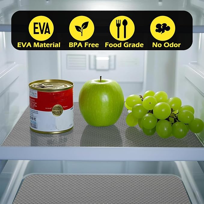 Shelf Liner, Waterproof Refrigerator Liner, Drawer Liners for Kitchen Cabinet, Bathroom Under Sink Mat Non Adhesive Fridge Liner EVA Place Mats Roll - Grey 17.7"×78.7"