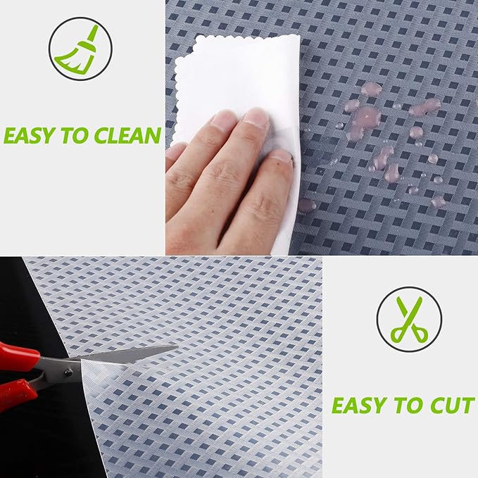 HooTown Refrigerator, Fridge Shelf Liners and Drawer Mats 11.8 Inch Wide x 78.7 Inch Long, Non Adhesive EVA Plastic Washable Waterproof Pads for Kitchen Cabinet, Pantry Closet, Cupboard, Transparent