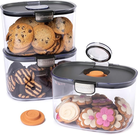 Progressive ProKeeper International Airtight Food Storage Container with Terracotta Disk for Freshness, Stackable & Dishwasher Safe, Ideal for Cookies, Baked Goods, & More, 5 Quart, 3-Piece