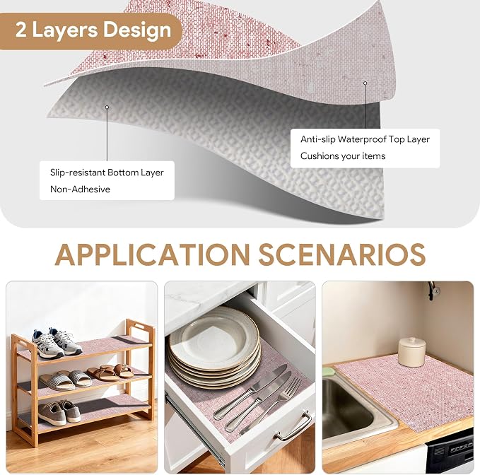 10Rolls*12'' X 120'' Shelf Liners Drawer Liner for Kitchen Cabinet Non Adhesive, Strong Grip Anti Slip Cabinet Liners for Shelves, Oil-Proof Waterproof Cupboard Liner