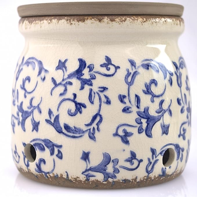 Okavango Garlic Keeper - Terracotta Garlic Container - Garlic Storage - Garlic Holder Countertop - Garlic Holder Ceramic - Jar - Saver -Bowl - Cellar (Ivory, 16oz)
