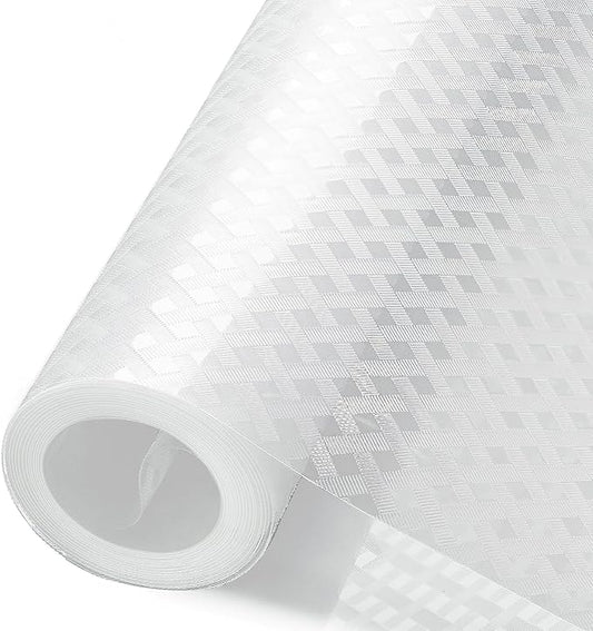 Refrigerator Liner, Waterproof Shelf and Drawer Liners for Kitchen Cabinet, Bathroom Under Sink Mat Non Adhesive Fridge Liner EVA Place Mats Roll - Clear 17.7"×118"