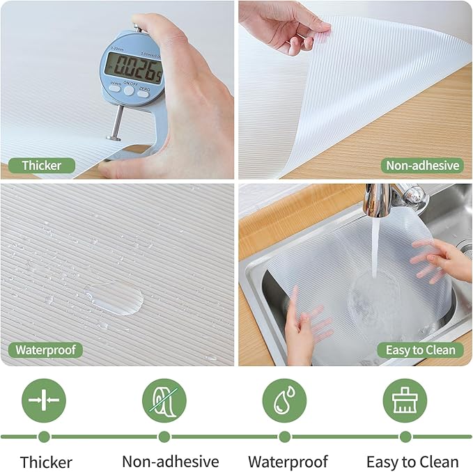 Shelf Liners 13 inch x 20 ft Shelf Liners for Kitchen cabinets nonstick Lining Drawer Mats EVA Protector for Cupboard (Clear Ribbed,13 inch x 20 ft)