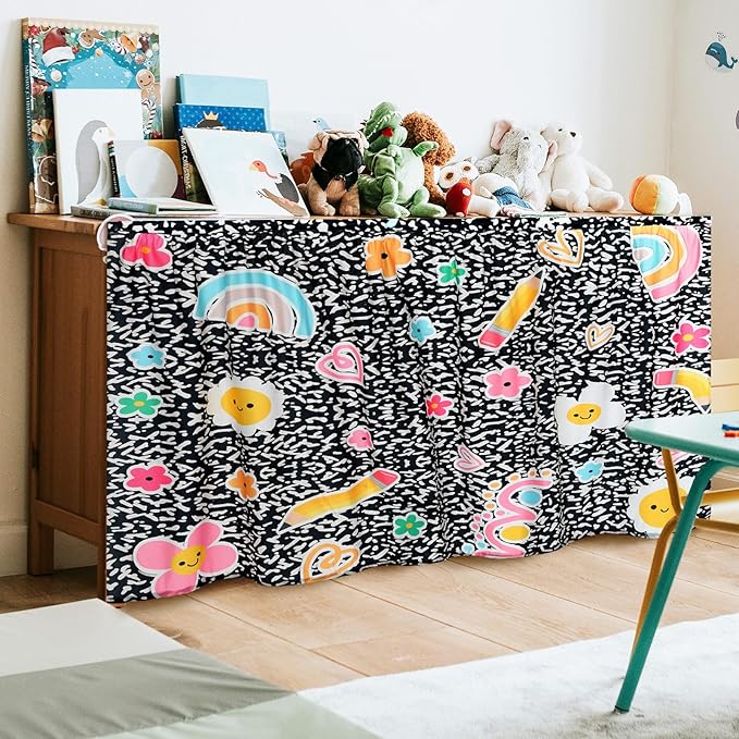 VitalCozy Composition Notebook Table Skirt for Classroom Teacher 28" W x 51" L Desk Curtain Skirts Teacher Appreciation Week Back to School Gifts for Kindergarten Classroom Office Bookcase Decoration