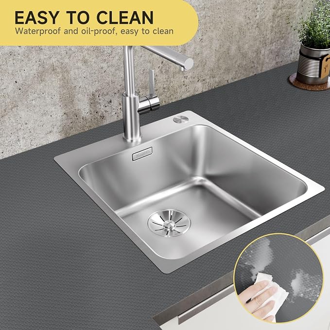 WochiTV Adhesive Shelf Liner 11.8 X 240 Inches Peel and Stick Kitchen Liner for Cabinets, Drawers Removable Protector Mat Waterproof Contact Covering for Dresser Pantry Countertops Shelves, Gray