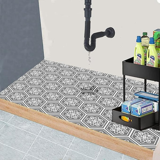 Under The Sink Mat, 24 X 36 in, Durable & Waterproof Premium Mats to Protect Kitchen & Bathroom Cabinets, Absorbent & Easy to Clean Shelf Liner, Grey