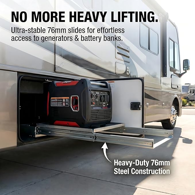 Heavy Duty 44" Drawer Slides, Full Extension Ball Bearing, 500LB Capacity | 76MM Width, 3-Section Design, Industrial Grade Steel, Smooth & Quiet Operation, for Workshop, Garage, Kitchen Cabinets