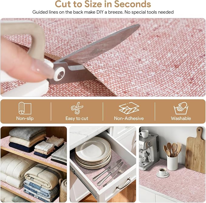 3Rolls*12'' X 120'' Shelf Liners Drawer Liner for Kitchen Cabinet Non Adhesive, Strong Grip Anti Slip Cabinet Liners for Shelves, Oil-Proof Waterproof Cupboard Liner