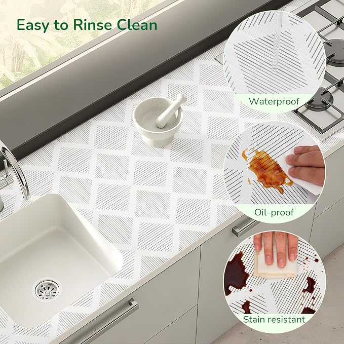 Shelf and Drawer Liner for Kitchen Cabinets 24In x 30FT Non-Adhesive Shelf Liner Non-Slip Strong Grip Cabinet Liner Waterproof Thickened Easy to Clean Drawer Mats Protect Pantry, Tool Box, Dresser