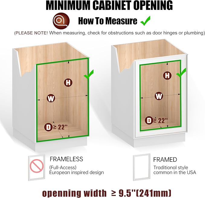JOWBOOW 2-Tier Individual Cabinet Pull Out Shelves (9" W x 22" D), Slide Out Kitchen Panty Narrow Cabinet Storage Sliding Shelves