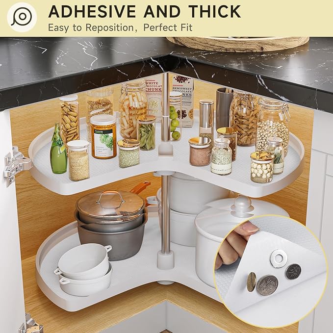 WochiTV Adhesive Shelf Liner 17.5 X 240 Inches Peel and Stick Kitchen Liner for Cabinets, Drawers Removable Protector Mat Waterproof Contact Covering for Dresser Pantry Countertops Shelves, White