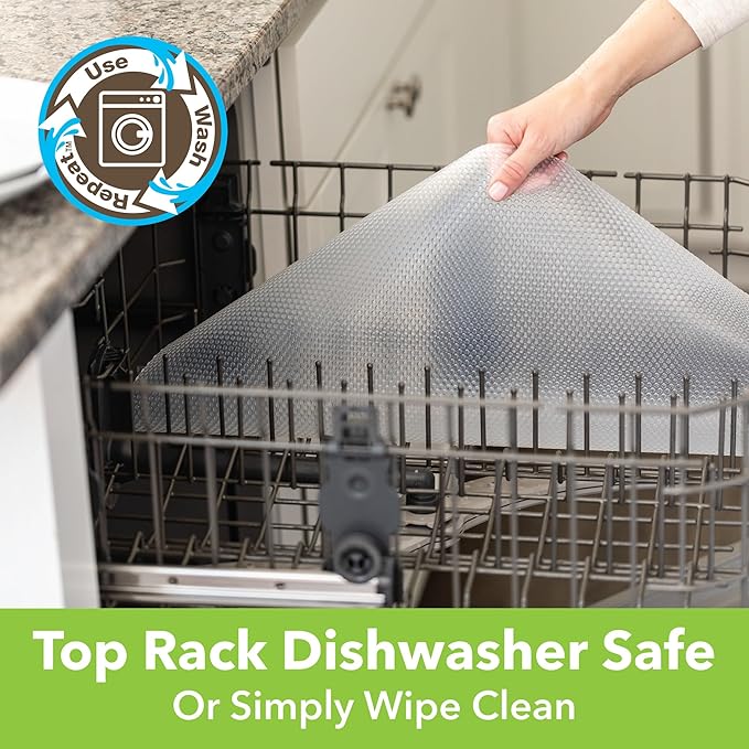 EasyLiner Clear Classic Shelf Liner - Durable Non-Adhesive Fridge Liner - Easy-to-Install and Easy-to-Clean - Kitchen Liner Mat for Fridge Shelves - Food Safe - Removable - 18 in x 30 ft - Clear