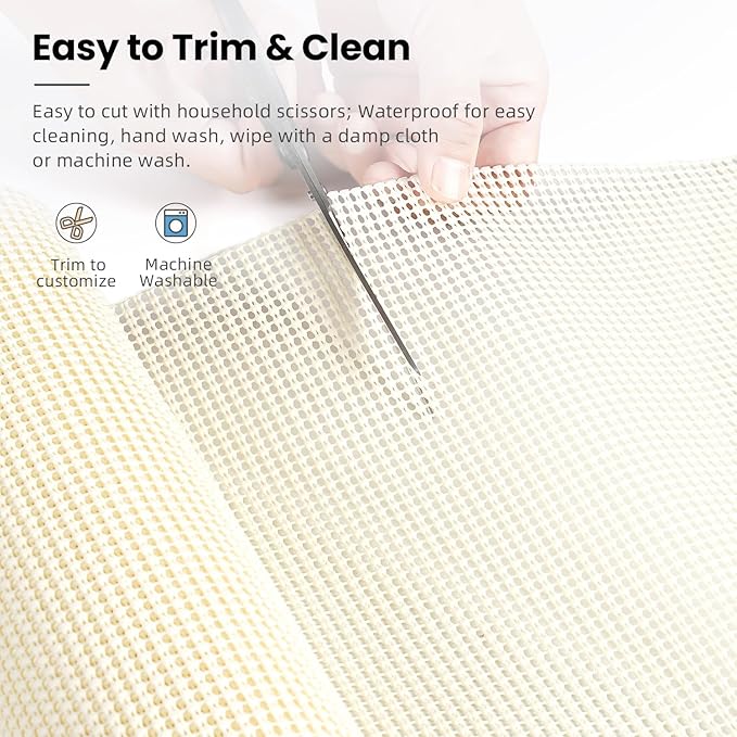 BAGAIL Non-Adhesive Shelf Liner, Thick Strong Grip Drawer Liners for Kitchen Cabinets, Heavy-Duty Easy Cut Cabinet Liners for Shelves, Pantry, Bathroom Cupboards - 17.5" x 20FT, Cream