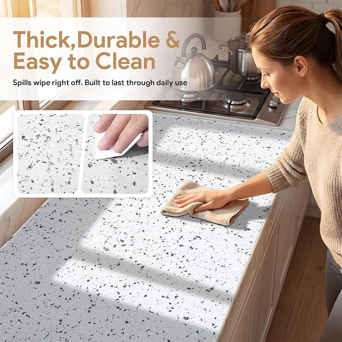 3Rolls*17.7'' X 96'' Shelf Liners Drawer Liner for Kitchen Cabinet Non Adhesive, Strong Grip Anti Slip Cabinet Liners for Shelves, Oil-Proof Waterproof Cupboard Liner