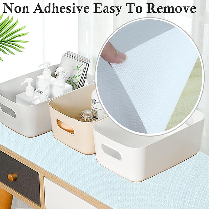 Cabinet Shelf Liners Non Adhesive Drawer Liner12 Inch Wide X 20 Ft Strong Grip Liner for Pantry Shelves Clost Shelf Refrigerator Kitchen Bathroom Under Sink Non Slip Waterproof Cupboard Mat