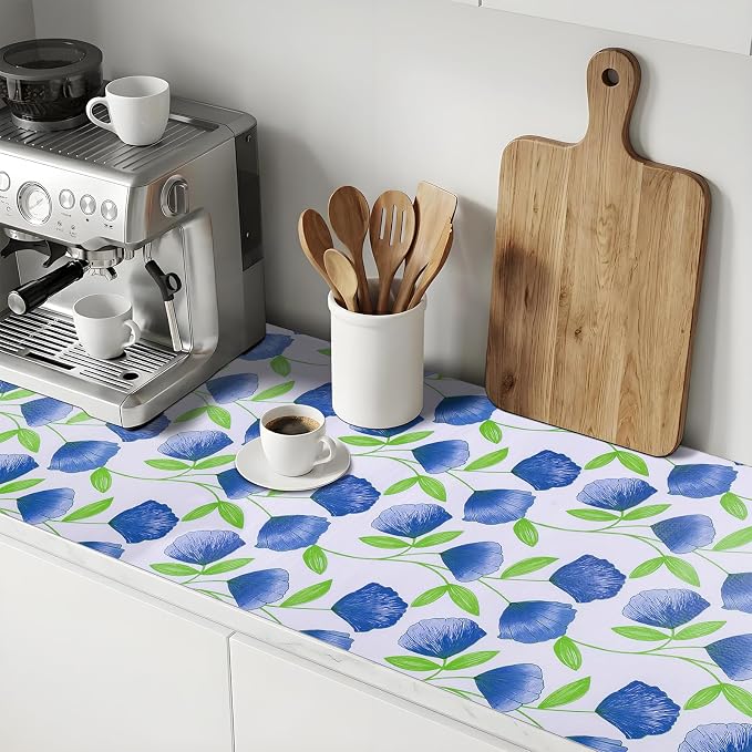 Non Adhesive Shelf Liner 20'' X 360'' Drawer Liner for Kitchen Cabinets, Waterproof Shelf Liners Durable Anti-Slip for Kitchen Cabinets Cupboard Liner