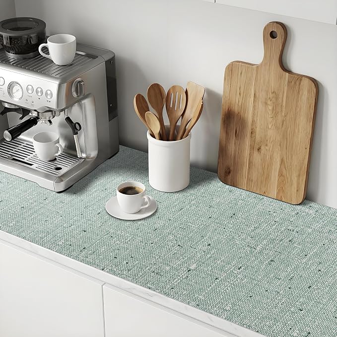 Shelf Liners Green 12'' X 120'' Drawer Liner for Kitchen Cabinet Non Adhesive, Strong Grip Anti Slip Cabinet Liners for Shelves, Oil-Proof Waterproof Cupboard Liner