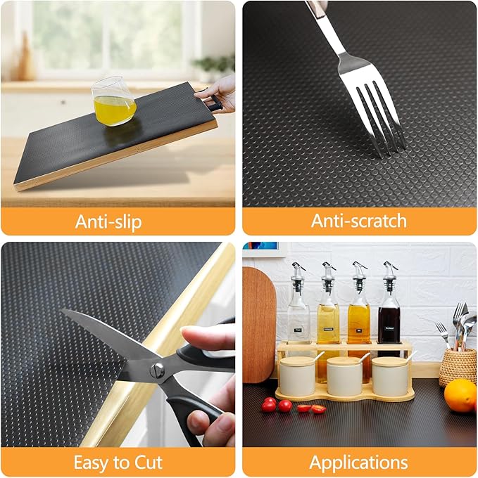 Shelf Liners 15 inch x 20 ft Shelf Liners for Kitchen cabinets nonstick Lining Drawer Mats EVA Protector for Cupboard (Translucent Black,15 inch x 20 ft)