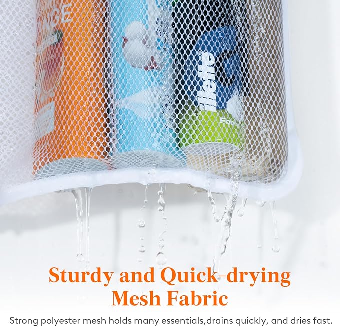 Lifewit Cruise Essentials Shower Caddy Must-Have, 9 Pockets Hanging Bathroom Organizer with Quick-Dry Mesh, Portable Shower Bag to Storage Soap, Shampoo, for RVing, Travel, Camping, White, 2 Packs