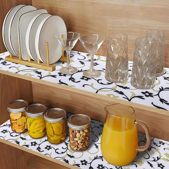 Shelf Liners Non Adhesive 5Rolls*17.7'' X 96'' Drawer Liner for Kitchen Cabinets, Waterproof Shelf Liners Durable Anti-Slip for Kitchen Cabinets Cupboard Liner